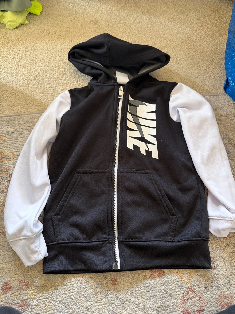 Nike Black and White Kids Full-Zip Hooded Jacket